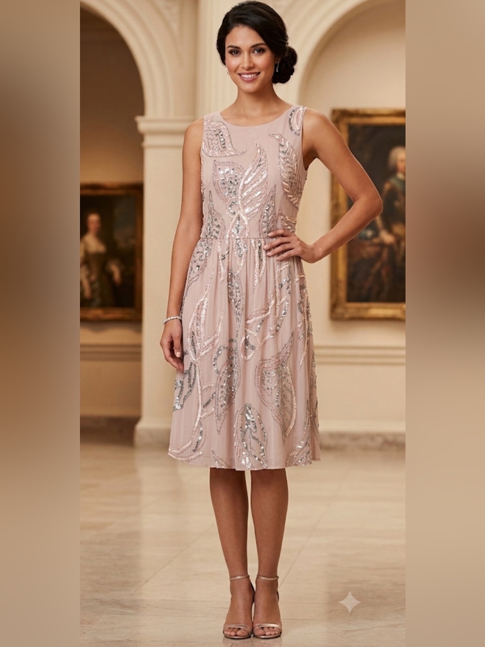 Adrianna Papell PINK 💓 beaded sleeveless cocktail dress